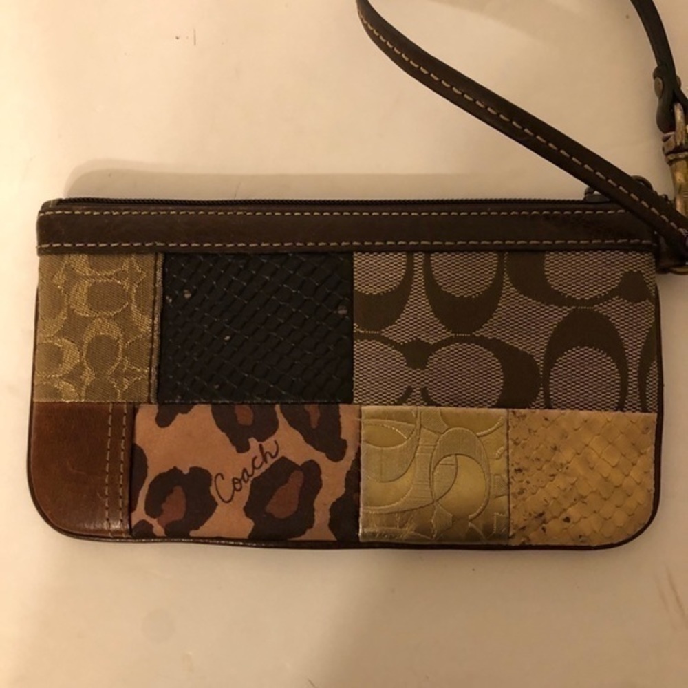 Coach Patchwork Wristlet Metallic Brown Embossed - image 4